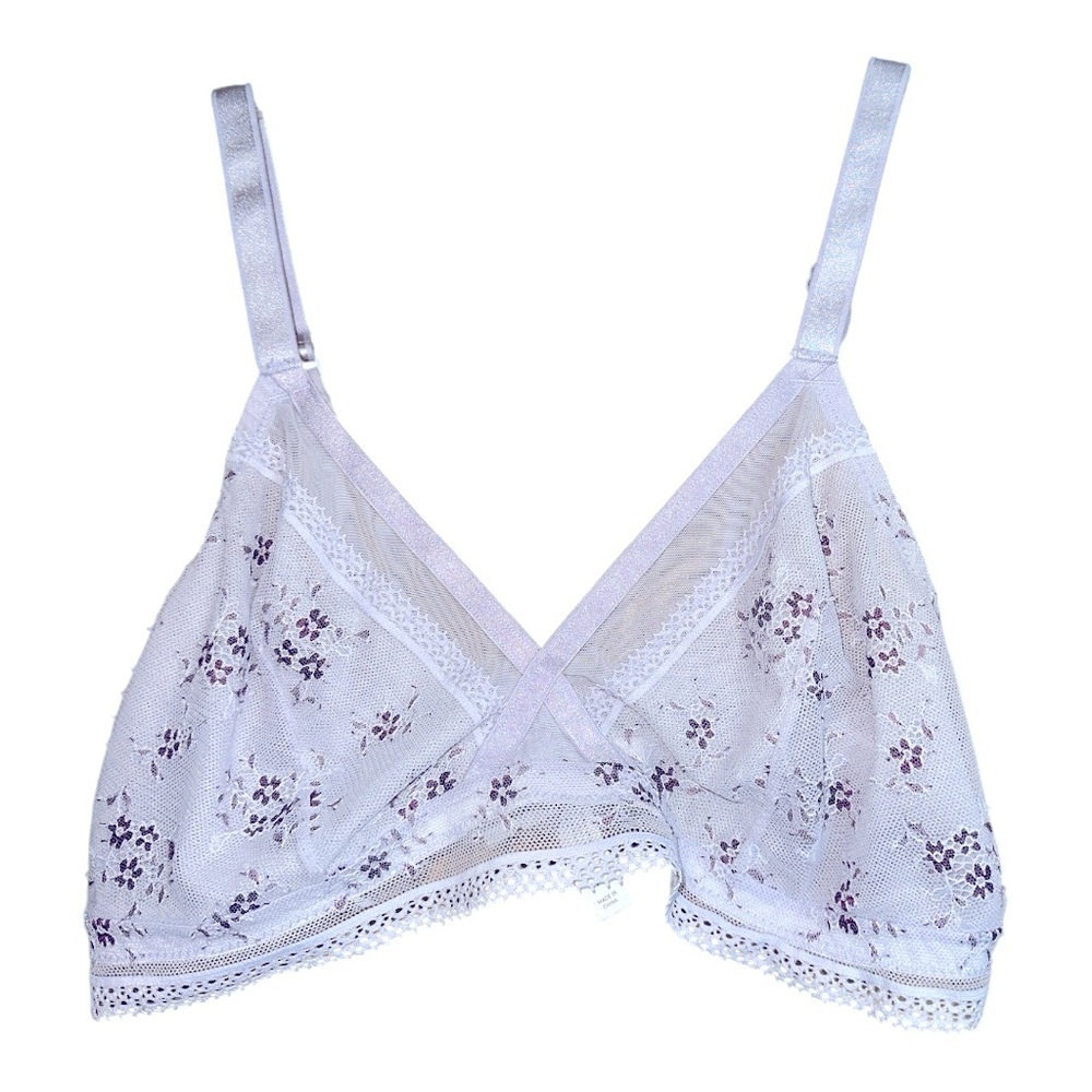 Auden Pale Purple Semi Sheer Lace Bralette, XL